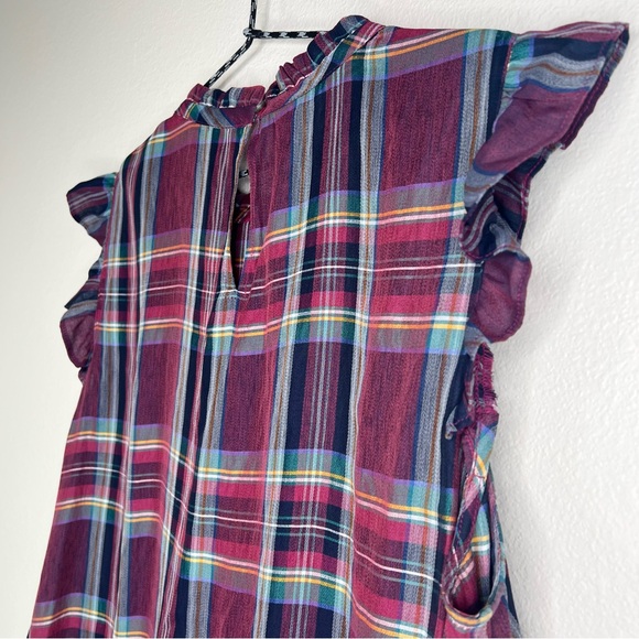 LOFT Burgundy Red Purple Colorful Plaid Sleeveless Top Plus Size 14 - Picture 11 of 11